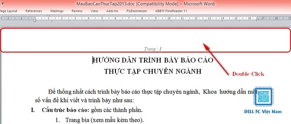 Hướng dẫn cách bỏ đánh số trang trong Word đơn giản nhất 1 cach bo danh so trang dellfcvietnam 1