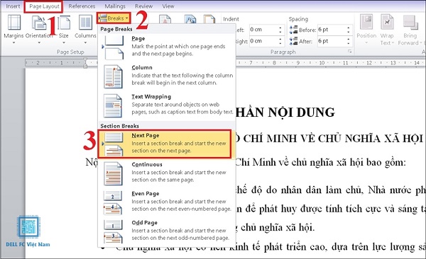 Hướng dẫn cách đánh số trang trong Word 2016 theo ý muốn 1 cach danh so trang trong word 2016 dellfcvietnam 1