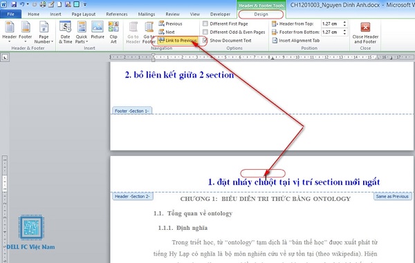 Hướng dẫn cách đánh số trang trong Word 2016 theo ý muốn 2 cach danh so trang trong word 2016 dellfcvietnam 2