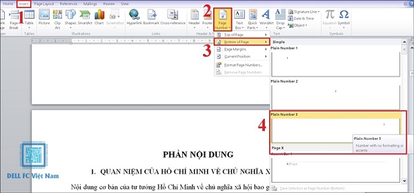 Hướng dẫn cách đánh số trang trong Word 2016 theo ý muốn 6 cach danh so trang trong word 2016 dellfcvietnam 6