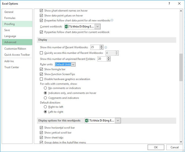 căn lề vô excel