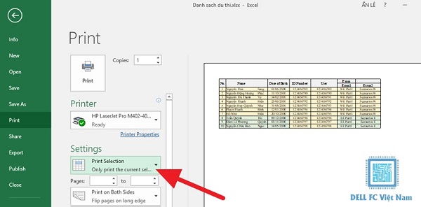 Hướng dẫn cách in Excel trên 1 trang giấy A4 đơn giản 2 cach in file excel dellfcvietnam 2
