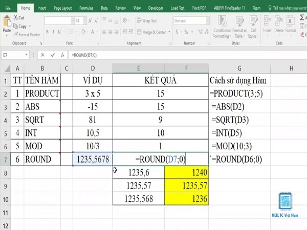 cac ham trong excel dellfcvietnam 6
