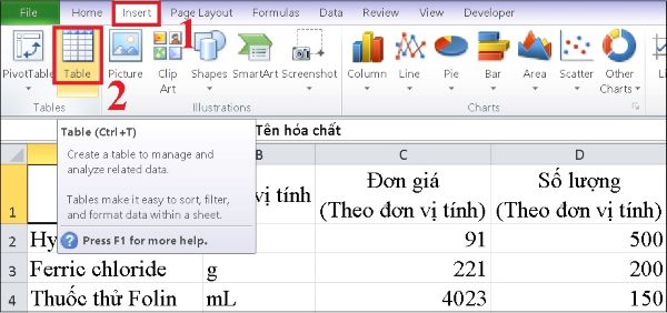 cach tao bang trong excel congngheaz 1