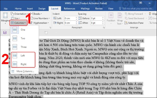 3+ Cách chia cột trong Word Đơn giản, Nhanh chóng, Hiệu quả 1 cach chia cot trong word congngheaz 1