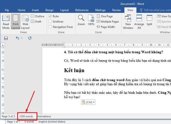 Đếm Chữ Trong Word: 3 Cách Đơn Giản Ai Cũng Làm Được 1 cach dem chu trong word congngheaz 1