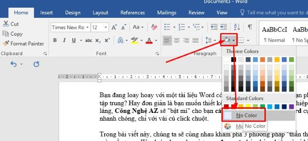 3 Cách Xóa Màu Nền Trong Word Cực Nhanh Chỉ Với 1 Click 2 cach xoa nen trong word congngheaz 1