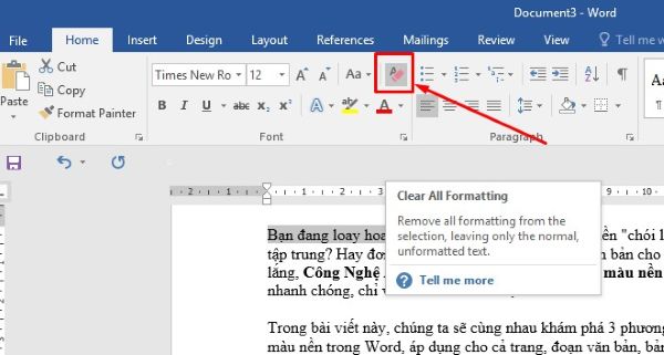 3 Cách Xóa Màu Nền Trong Word Cực Nhanh Chỉ Với 1 Click 3 cach xoa nen trong word congngheaz 2
