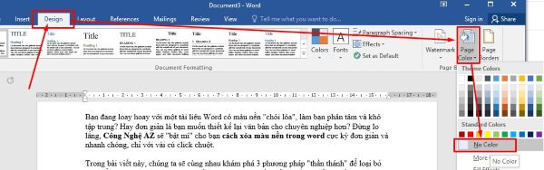 3 Cách Xóa Màu Nền Trong Word Cực Nhanh Chỉ Với 1 Click 4 cach xoa nen trong word congngheaz 3
