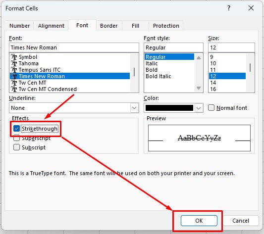 cach gach ngang chu trong excel congngheaz 1