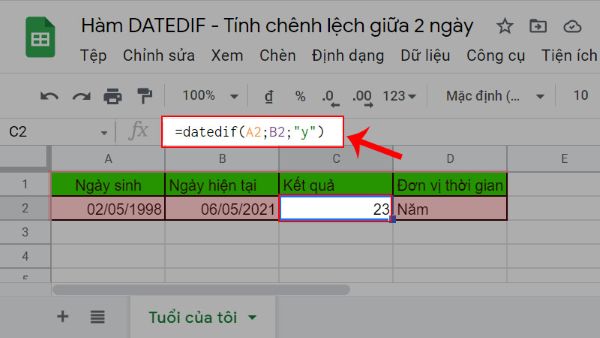 Hàm DATEDIF trong Excel: Hướng dẫn chi tiết từ A-Z (có ví dụ) 1 ham datedif trong excel congngheaz 1