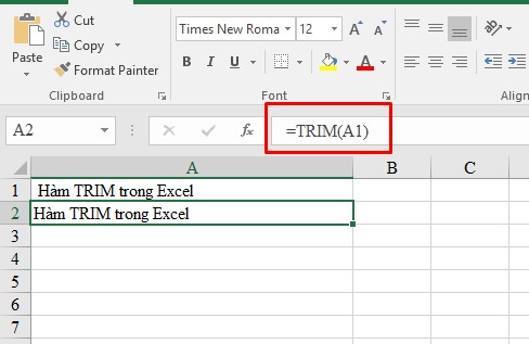Hàm TRIM trong Excel: 5 Bước Loại Bỏ Khoảng Trắng Thừa 2 ham trim trong excel congngheaz 2