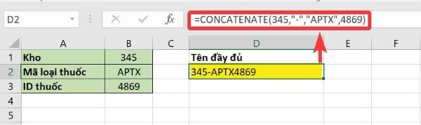 Hàm Concatenate trong Excel là gì? Cú pháp, cách dùng & ví dụ chi tiết 2 ham concatenate trong excel congngheaz 1