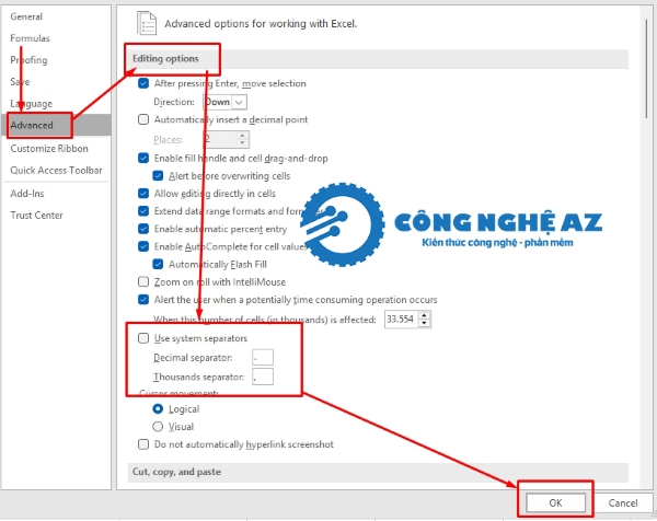 Cách đổi dấu chấm phẩy thành dấu phẩy trong Excel chi tiết nhất 2025 7 cach doi dau cham phay thanh dau phay trong excel congngheaz 7