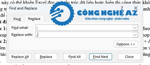 Cách đổi dấu chấm phẩy thành dấu phẩy trong Excel chi tiết nhất 2025 8 cach doi dau cham phay thanh dau phay trong excel congngheaz 8