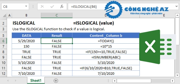 cu phap cua ham islogical trong excel congngheaz