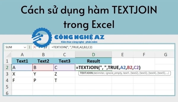 Hàm TEXTJOIN trong Excel là gì? Cách dùng hàm TEXTJOIN trong Excel 2 cu phap va cach su dung ham textjoin trong excel congngheaz