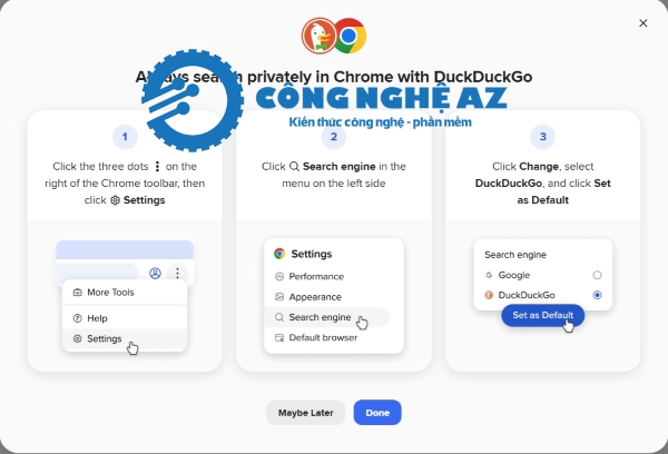DuckDuckGo là gì? Hướng dẫn tải, cài đặt & sử dụng DuckDuckGo chi tiết 4 cach su dung duckduckgo tren trinh duyet congngheaz