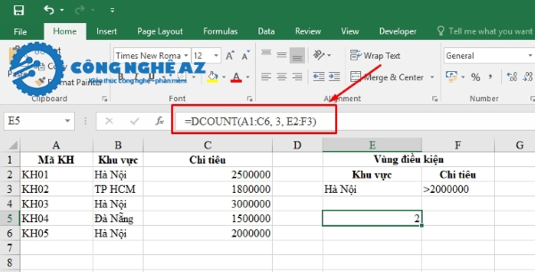cach su dung ham dcount trong excel vi du 2 congngheaz