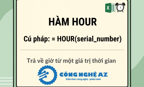 Hàm HOUR trong Excel là gì? Cách sử dụng hàm HOUR trong Excel 2 cu phap cu ham hour trong excel congngheaz