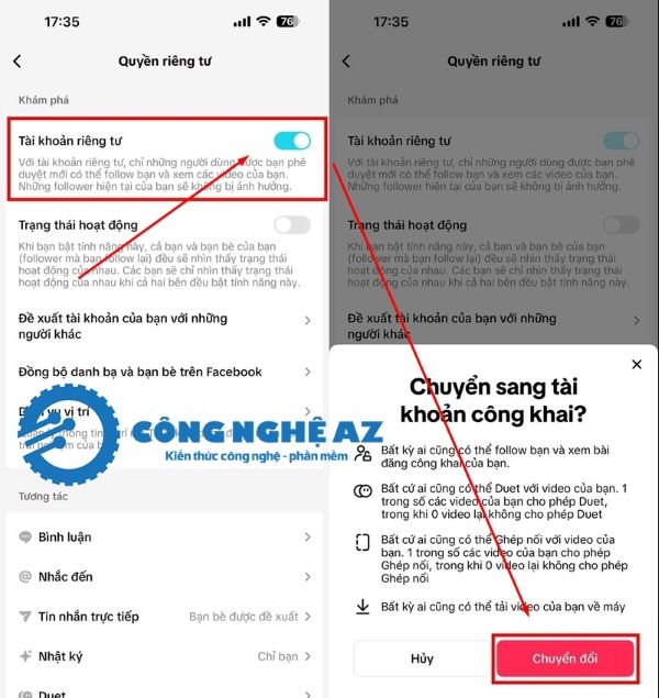cach bo quyen rieng tu tren tiktok cong khai congngheaz 2