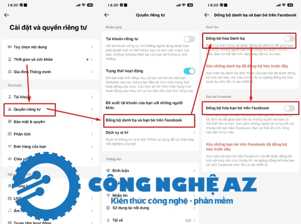 Cách hủy liên kết Tiktok với Facebook trong 30s (Tránh mất Nick) 2025 4 cach huy lien ket facebook voi tiktok congngheaz 3