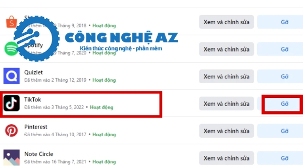 Cách hủy liên kết Tiktok với Facebook trong 30s (Tránh mất Nick) 2025 8 cach huy lien ket facebook voi tiktok congngheaz 7